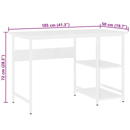 20551 vidaXL Computer Desk White 105x50x72 cm MDF and Metal