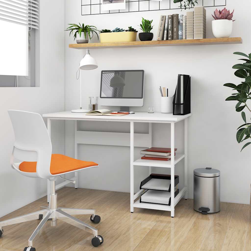 20551 vidaXL Computer Desk White 105x50x72 cm MDF and Metal