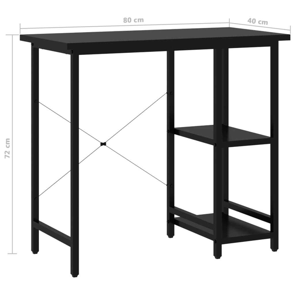 20554 vidaXL Computer Desk Black 80x40x72 cm MDF and Metal