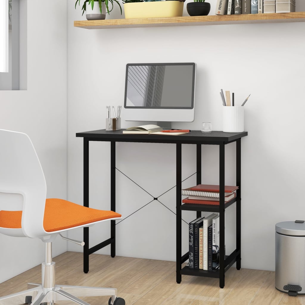 20554 vidaXL Computer Desk Black 80x40x72 cm MDF and Metal