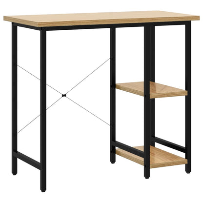 20557 vidaXL Computer Desk Black and Light Oak 80x40x72 cm MDF and Metal