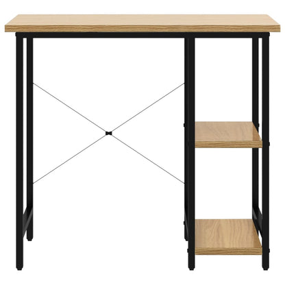 vidaXL Computer Desk Black and Light Oak 80x40x72 cm MDF and Metal