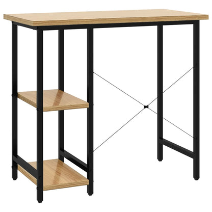 20557 vidaXL Computer Desk Black and Light Oak 80x40x72 cm MDF and Metal