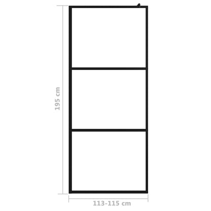 vidaXL Walk-in Shower Wall with Clear ESG Glass Black 115x195 cm