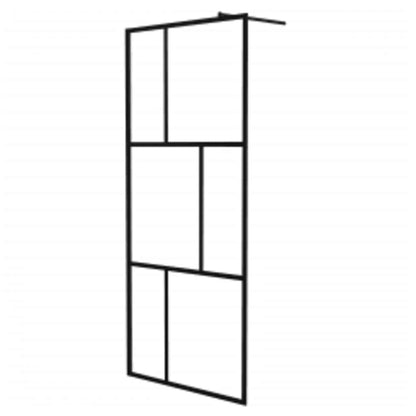 vidaXL Walk-in Shower Wall with Tempered Glass Black 90x195 cm