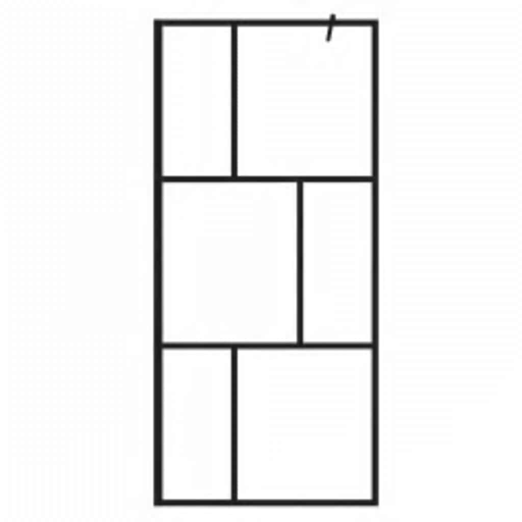 vidaXL Walk-in Shower Wall with Tempered Glass Black 90x195 cm
