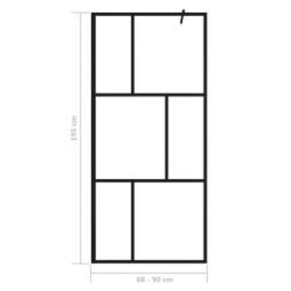 vidaXL Walk-in Shower Wall with Tempered Glass Black 90x195 cm