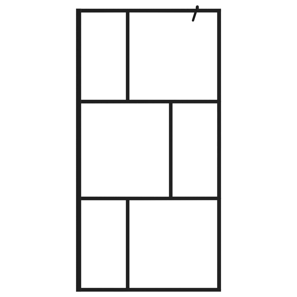vidaXL Walk-in Shower Wall with Tempered Glass Black 100x195 cm