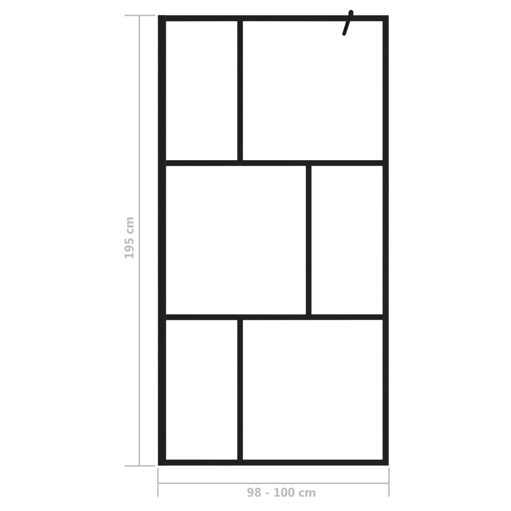 vidaXL Walk-in Shower Wall with Tempered Glass Black 100x195 cm