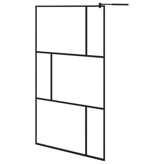 vidaXL Walk-in Shower Wall with Tempered Glass Black 115x195 cm