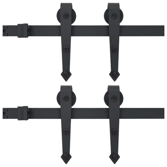 3059839 vidaXL Sliding Door Hardware Kits 2 pcs 200 cm Steel Black (2x145259)