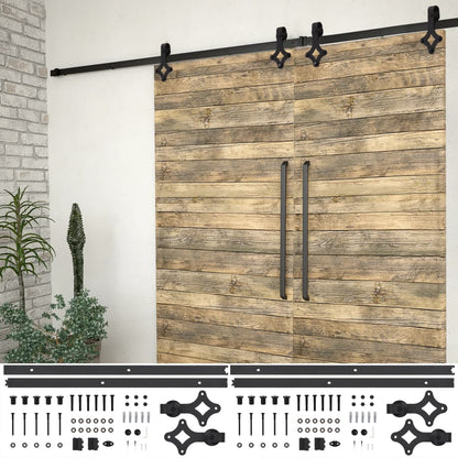 vidaXL Sliding Door Hardware Kits 2 pcs 183 cm Steel Black