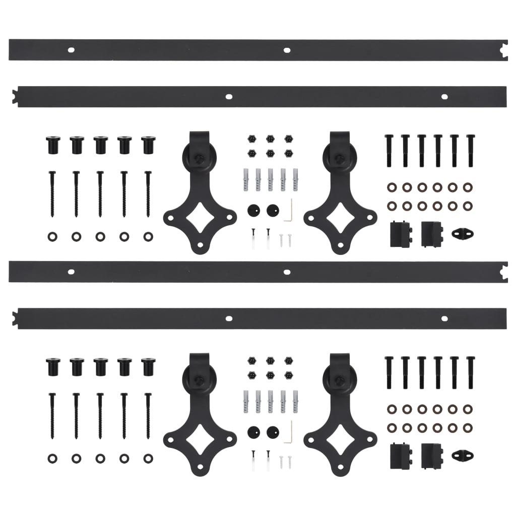 vidaXL Sliding Door Hardware Kits 2 pcs 200 cm Steel Black
