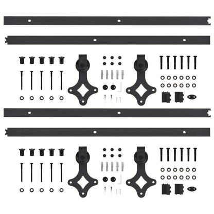 vidaXL Sliding Door Hardware Kits 2 pcs 200 cm Steel Black