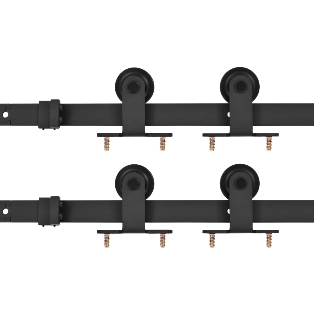 vidaXL Sliding Door Hardware Kits 2 pcs 183 cm Steel Black