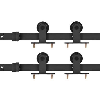 vidaXL Sliding Door Hardware Kits 2 pcs 183 cm Steel Black