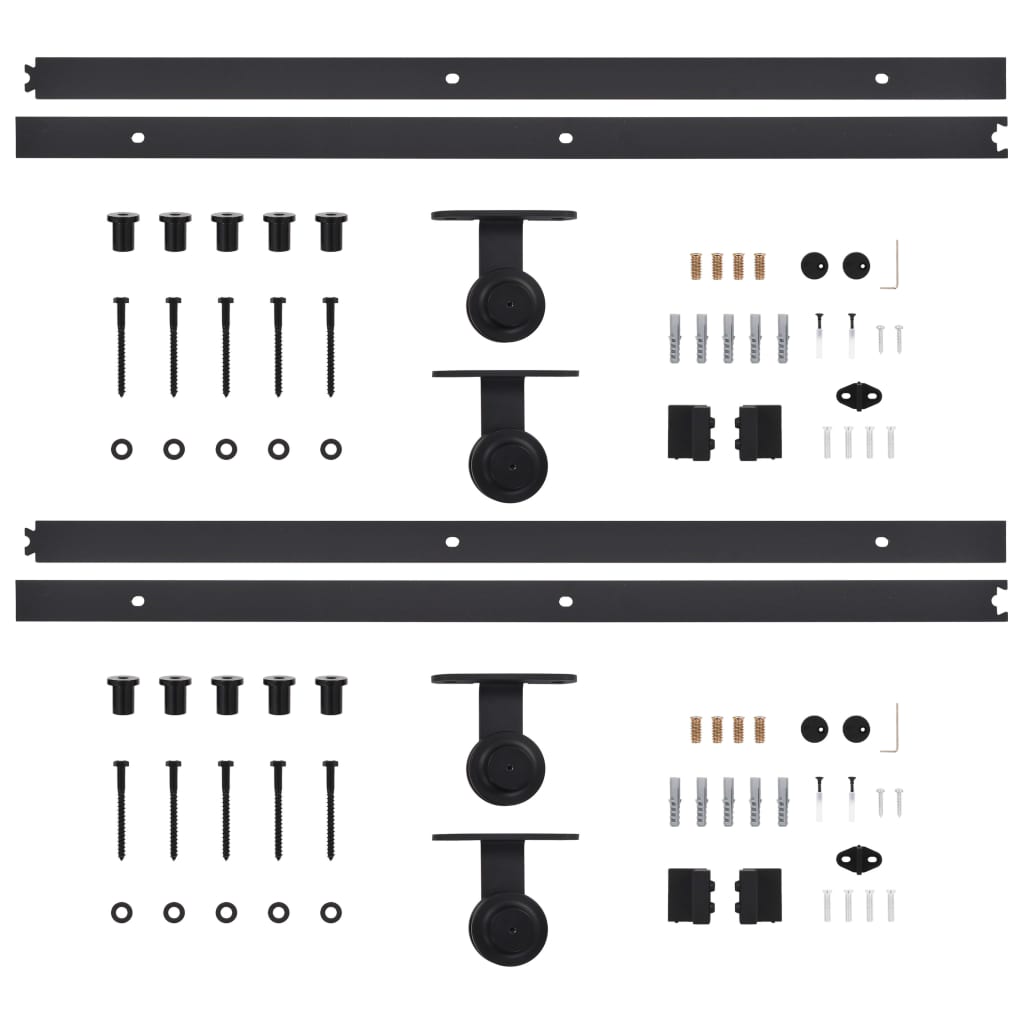 vidaXL Sliding Door Hardware Kits 2 pcs 183 cm Steel Black