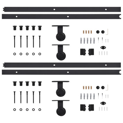 vidaXL Sliding Door Hardware Kits 2 pcs 183 cm Steel Black