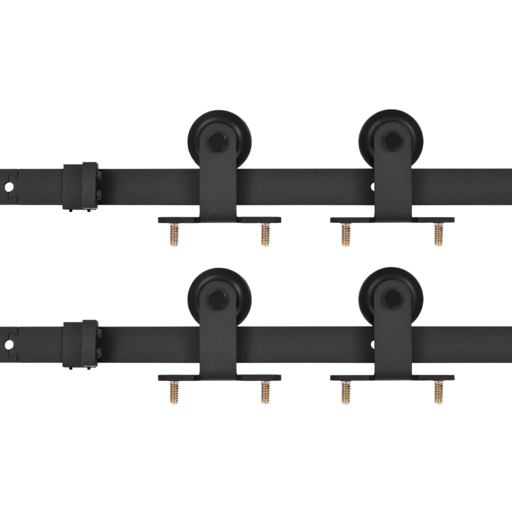 vidaXL Sliding Door Hardware Kits 2 pcs 200 cm Steel Black
