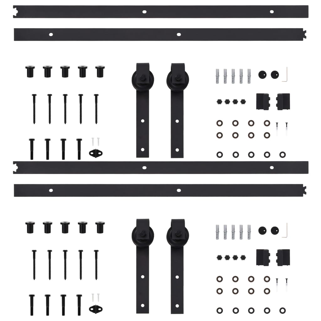 vidaXL Sliding Door Hardware Kits 2 pcs 183 cm Steel Black