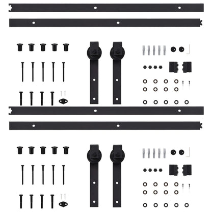 vidaXL Sliding Door Hardware Kits 2 pcs 183 cm Steel Black