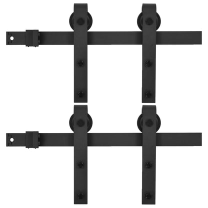 vidaXL Sliding Door Hardware Kits 2 pcs 200 cm Steel Black