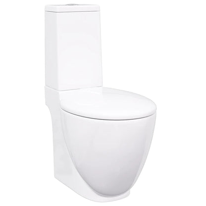 vidaXL WC Ceramic Toilet Bathroom Round Toilet Bottom Water Flow White