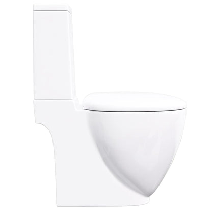 vidaXL WC Ceramic Toilet Bathroom Round Toilet Bottom Water Flow White