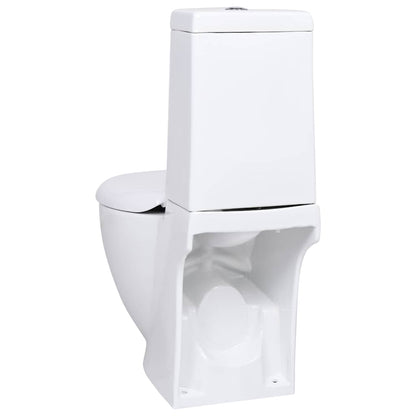 vidaXL WC Ceramic Toilet Bathroom Round Toilet Bottom Water Flow White