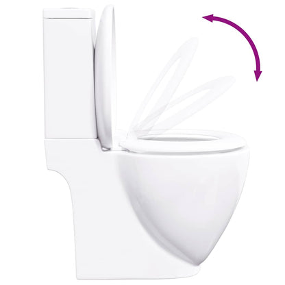 vidaXL WC Ceramic Toilet Bathroom Round Toilet Bottom Water Flow White