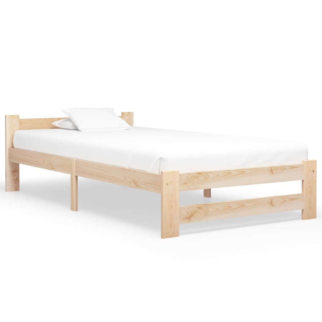 vidaXL Bed Frame | Natural Wood | Solid Pine Wood, Plywood | Single | Tough