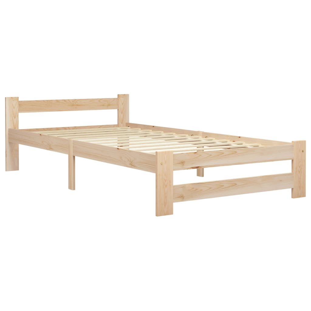 vidaXL Bed Frame | Natural Wood | Solid Pine Wood, Plywood | Single | Tough