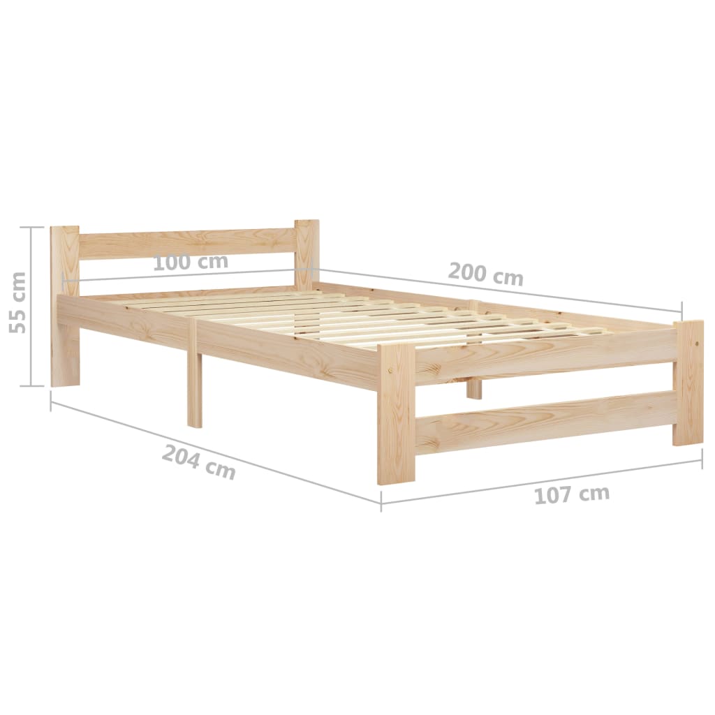 vidaXL Bed Frame | Natural Wood | Solid Pine Wood, Plywood | Single | Tough