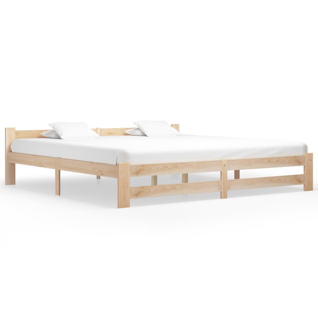 vidaXL Bed Frame | Natural Wood | Solid pine wood, Plywood | Double | Durable