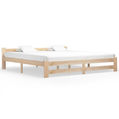vidaXL Bed Frame | Natural Wood | Solid pine wood, Plywood | Double | Durable