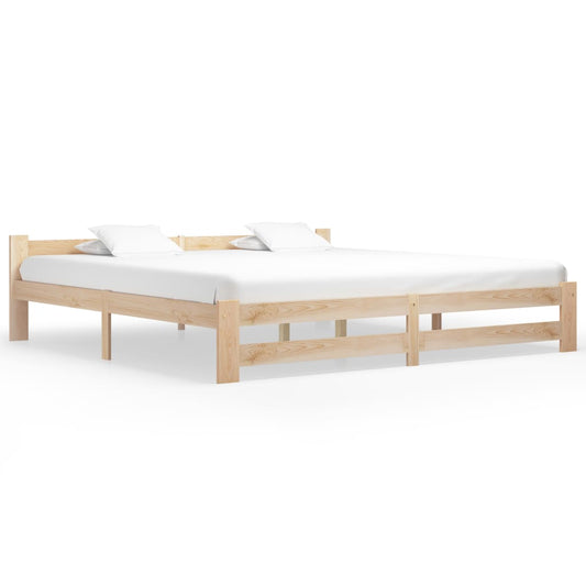 vidaXL Bed Frame | Natural Wood | Solid pine wood, Plywood | Double | Durable