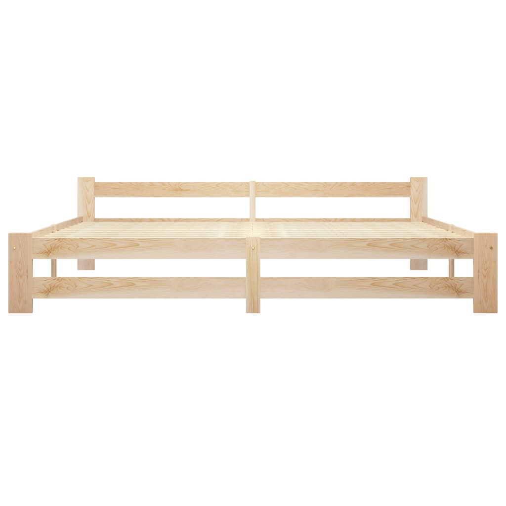 vidaXL Bed Frame | Natural Wood | Solid pine wood, Plywood | Double | Durable