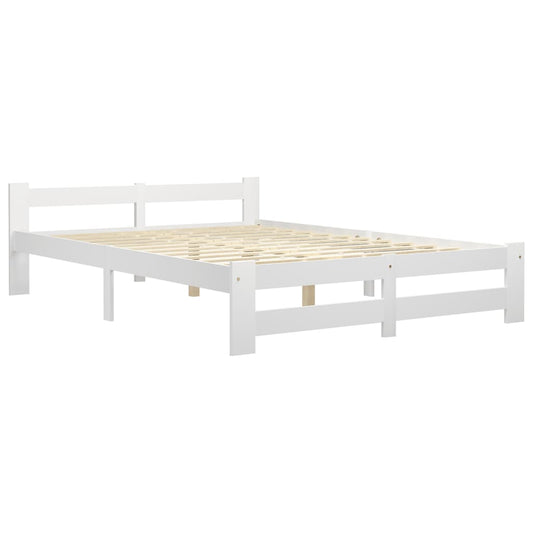 vidaXL Bed Frame without Mattress White Solid Pine Wood 120x200 cm
