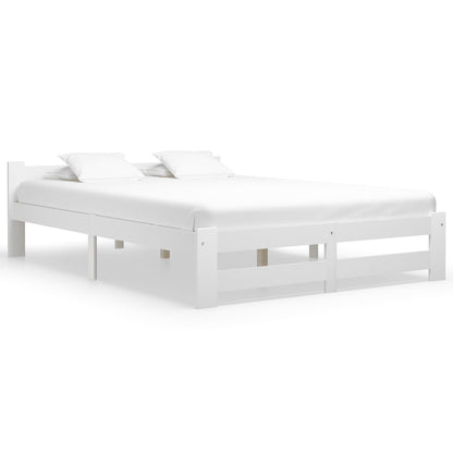 vidaXL Bed Frame without Mattress White Solid Pine Wood 140x200 cm