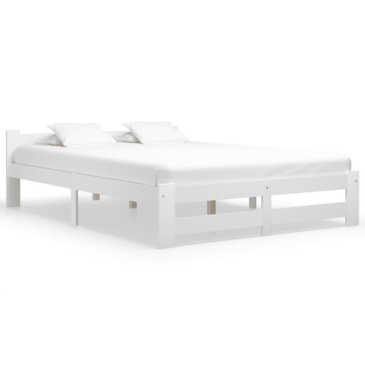 vidaXL Bed Frame without Mattress White Solid Pine Wood 140x200 cm