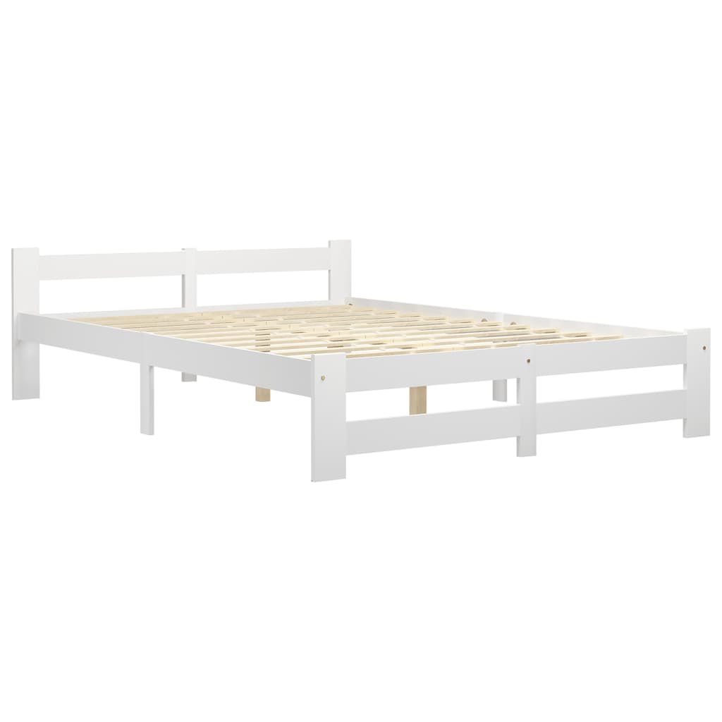 vidaXL Bed Frame without Mattress White Solid Pine Wood 140x200 cm