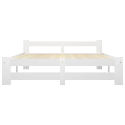 vidaXL Bed Frame without Mattress White Solid Pine Wood 140x200 cm