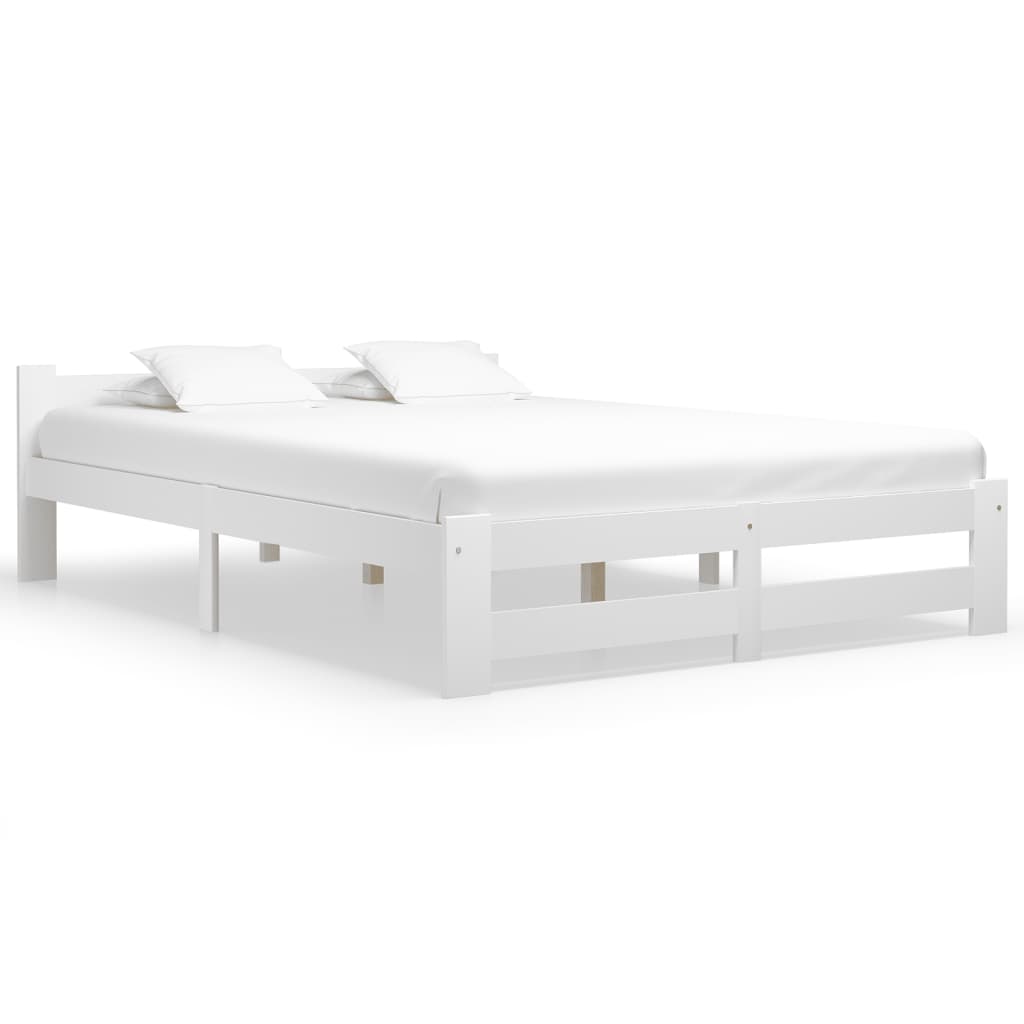 vidaXL Bed Frame | White | Solid pine wood, plywood | 160x200 cm |  Durable