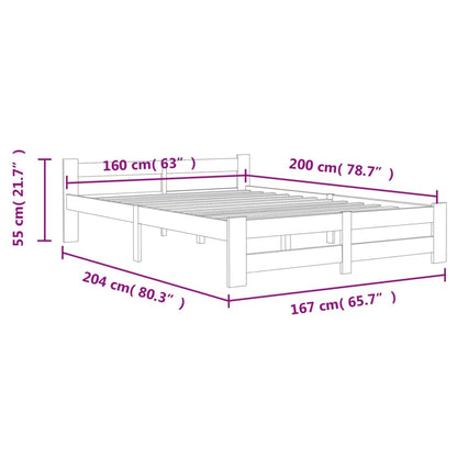 vidaXL Bed Frame | White | Solid pine wood, plywood | 160x200 cm |  Durable