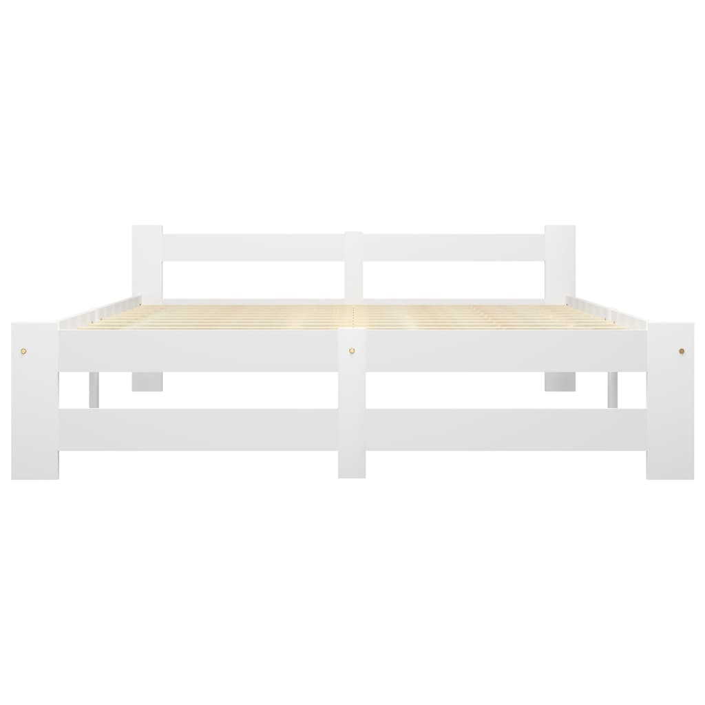 vidaXL Bed Frame without Mattress White Solid Pine Wood 180x200 cm Super King