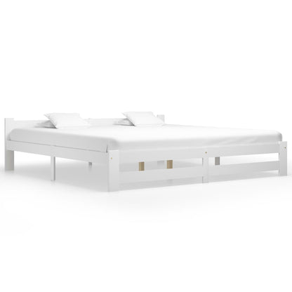 vidaXL Bed Frame | White | Solid pine wood, plywood | 200x200 cm | Durable