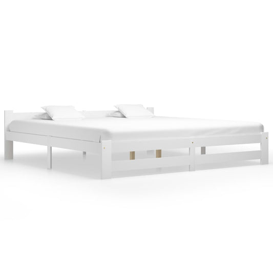 vidaXL Bed Frame | White | Solid pine wood, plywood | 200x200 cm | Durable