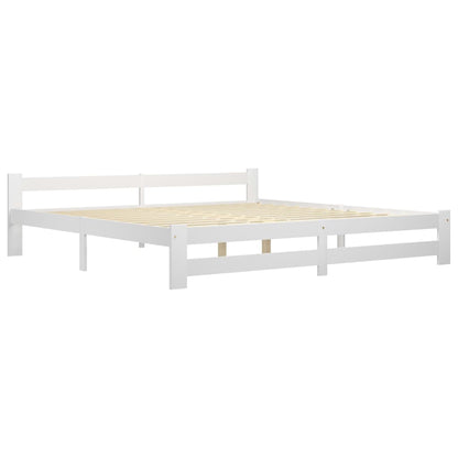 vidaXL Bed Frame | White | Solid pine wood, plywood | 200x200 cm | Durable