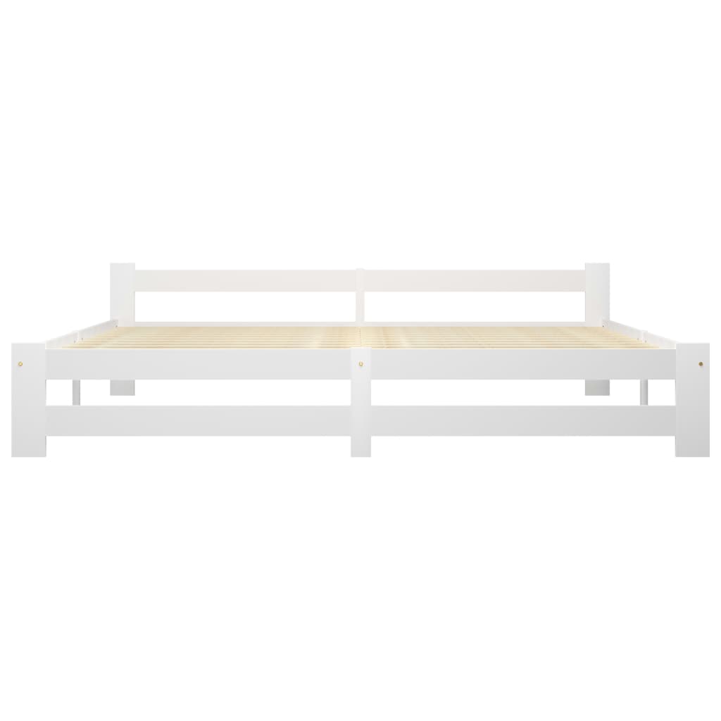 vidaXL Bed Frame | White | Solid pine wood, plywood | 200x200 cm | Durable