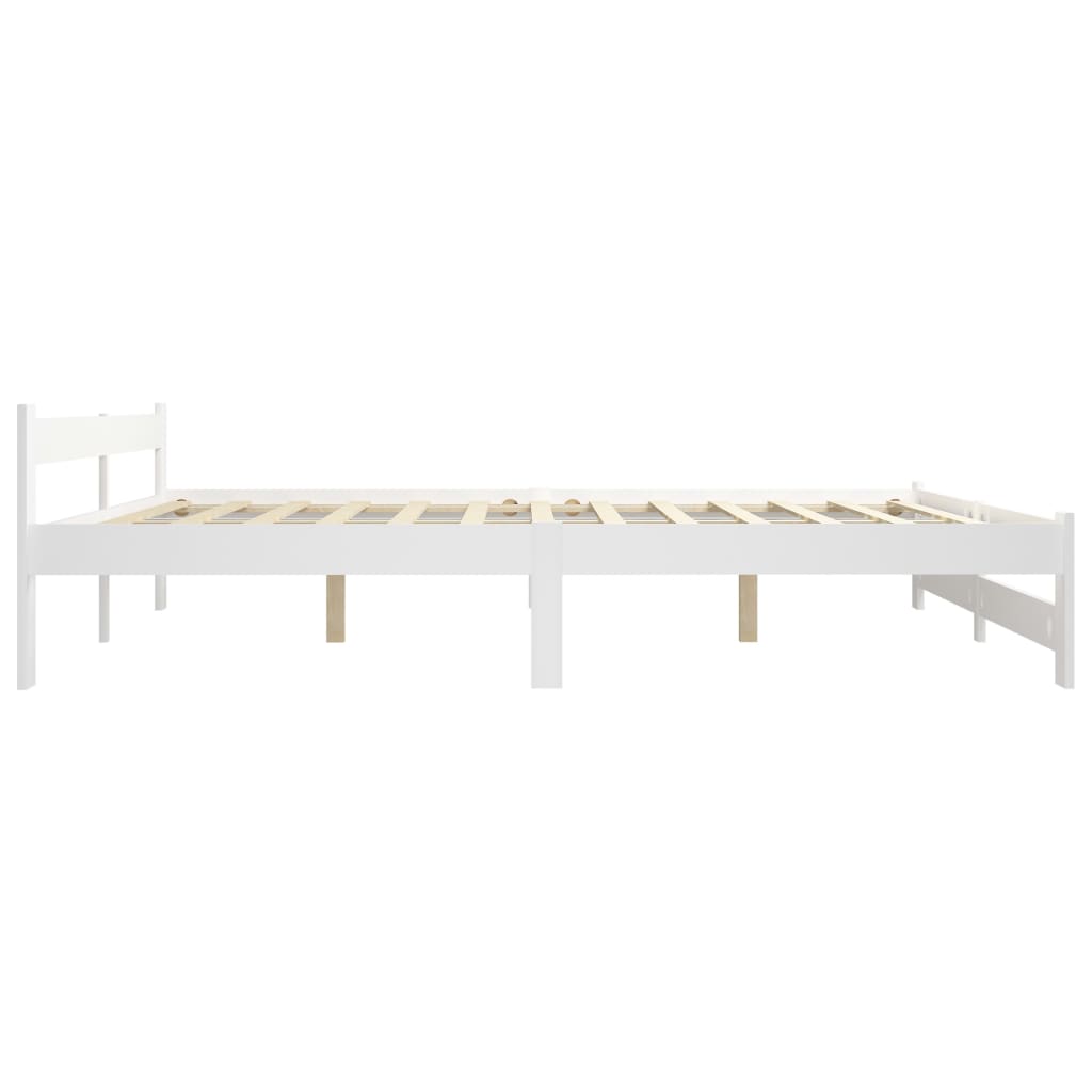 vidaXL Bed Frame | White | Solid pine wood, plywood | 200x200 cm | Durable